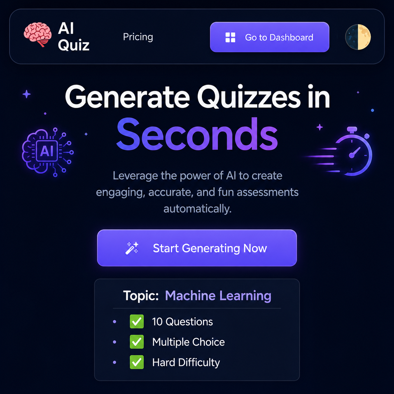 🧠 AI Quiz Generator – Premium AI-Powered Quiz Creation Platform