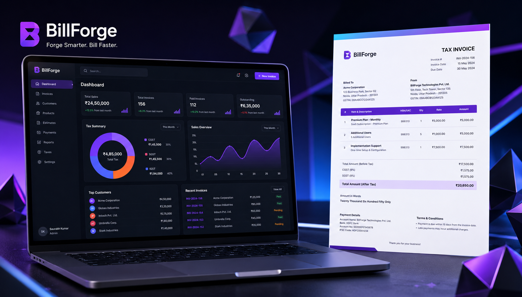BillForge Premium | Dynamic GST Invoice Generator Tool