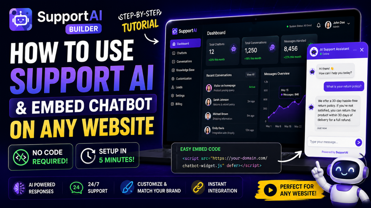 SupportAI Free – Build Your First AI Customer Support Chatbot