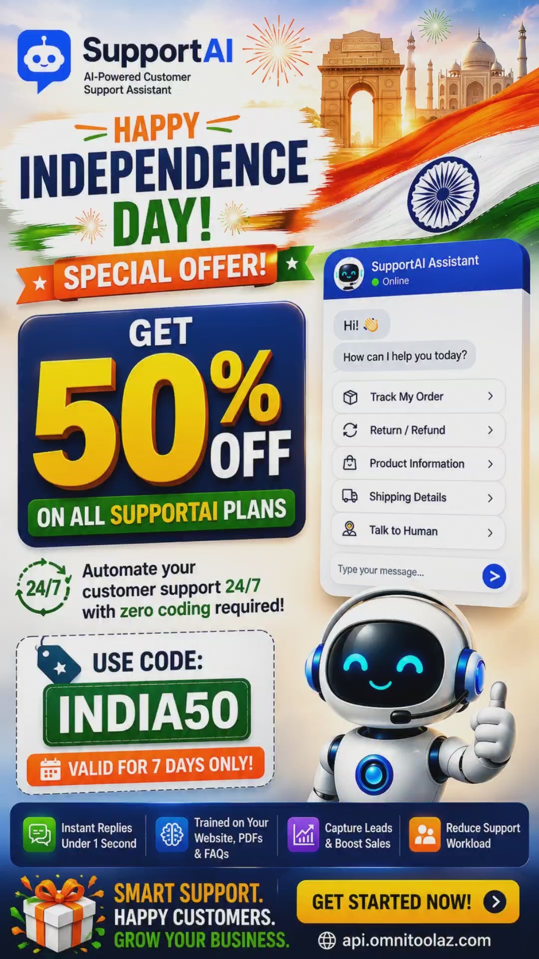 SupportAI Free – Build Your First AI Customer Support Chatbot